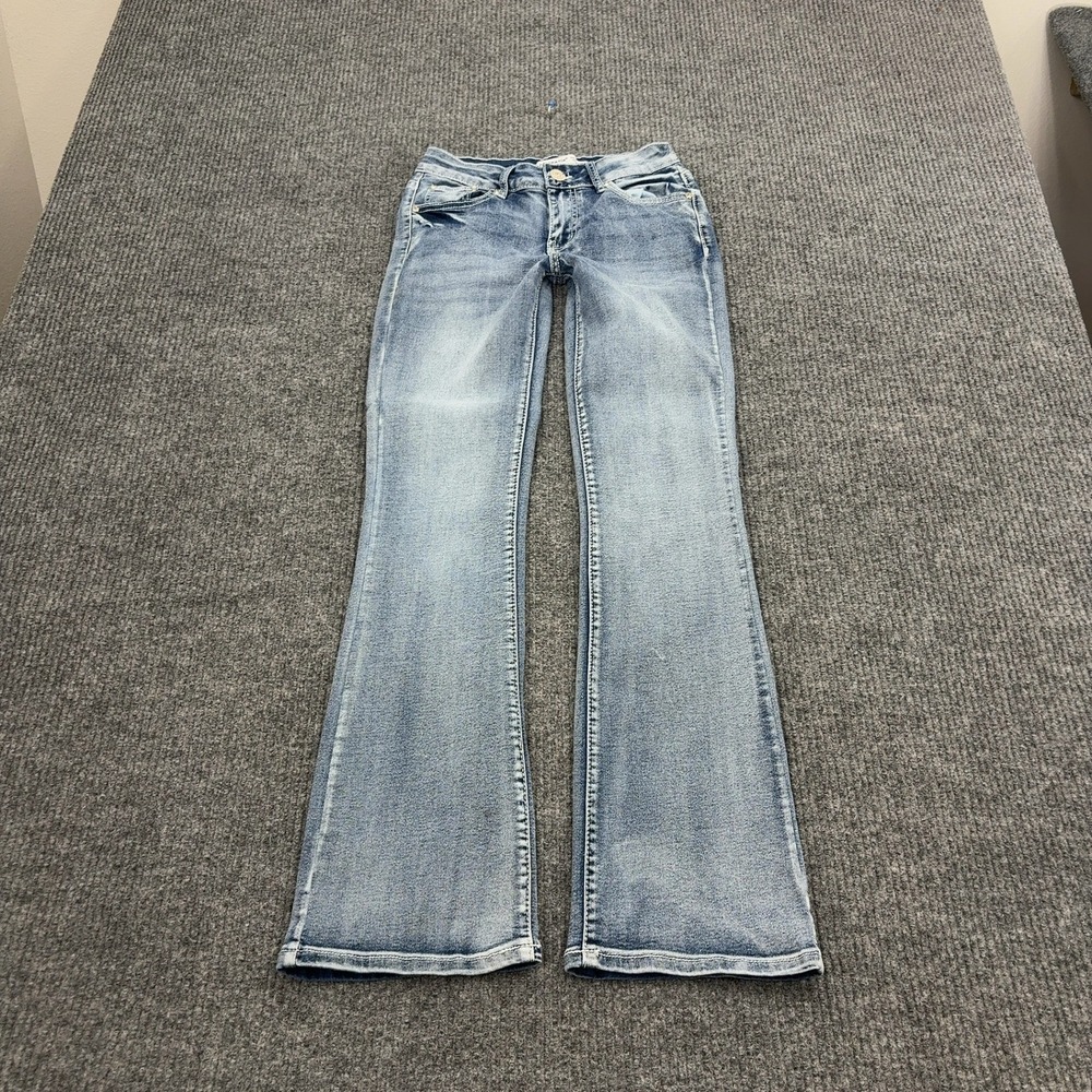 Telepatia Jeans Womens 3/26 Blue Cotton Denim Rhinestone Embroidered‎ Flare Y2K